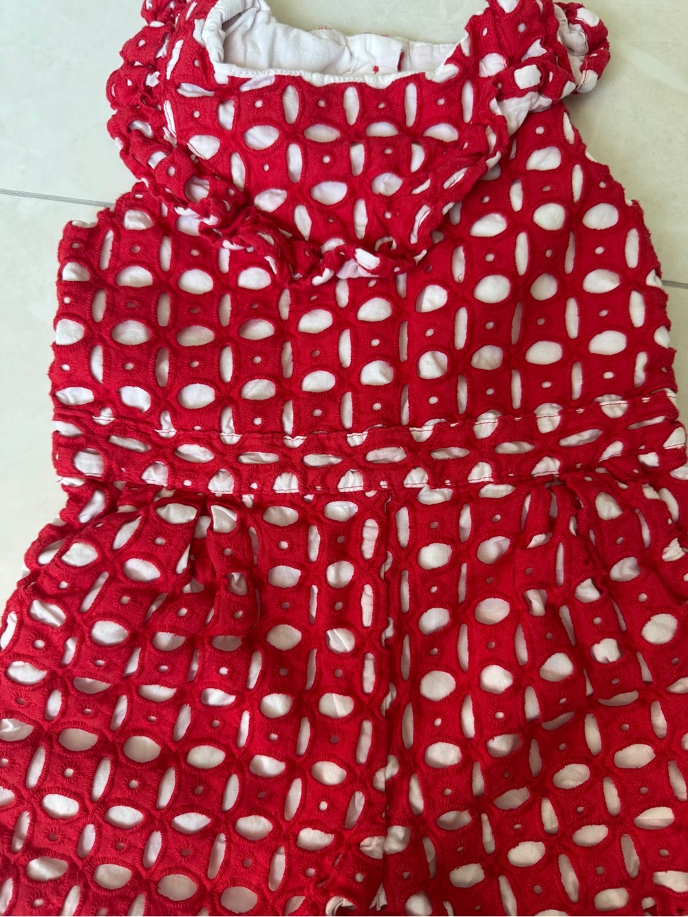 Janie and Jack Red Eyelet Romper - Picture 3 of 8